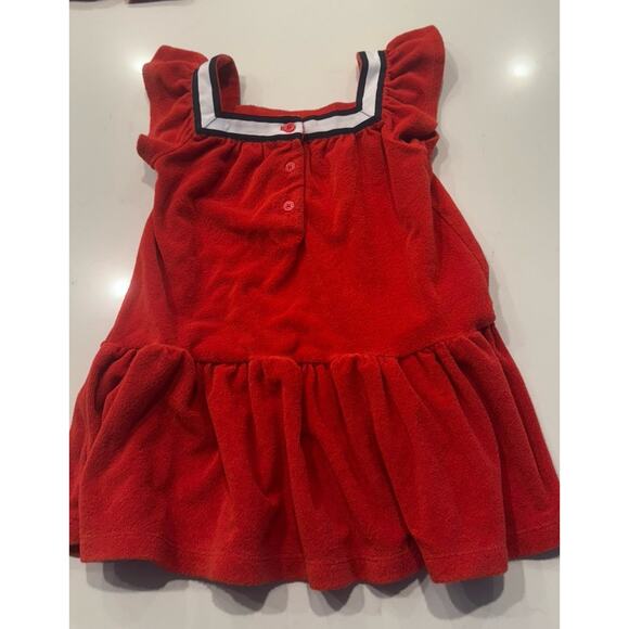 JANIE And JACK Terry Cloth Dress Girls Size 2T Swim Cover Up Red Nautical - Picture 2 of 7